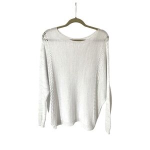 Gigi Moda Vena Sweater One Size White Gray Metallic Knit Made in Italy Women’s